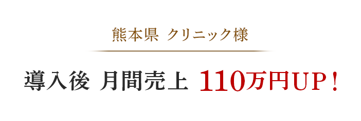熊本県クリニック様、導入後月間売上110万円UP!