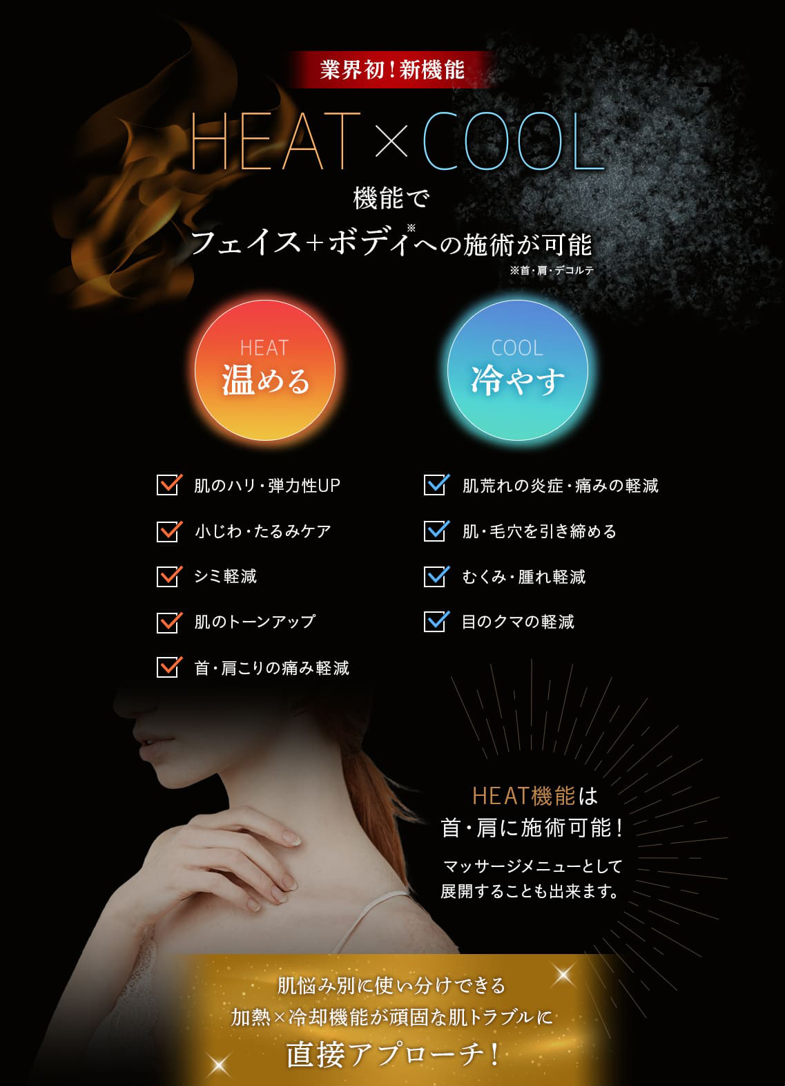 業界初！HEAT×COOL機能でフェイス＋ボディへの施術が可能